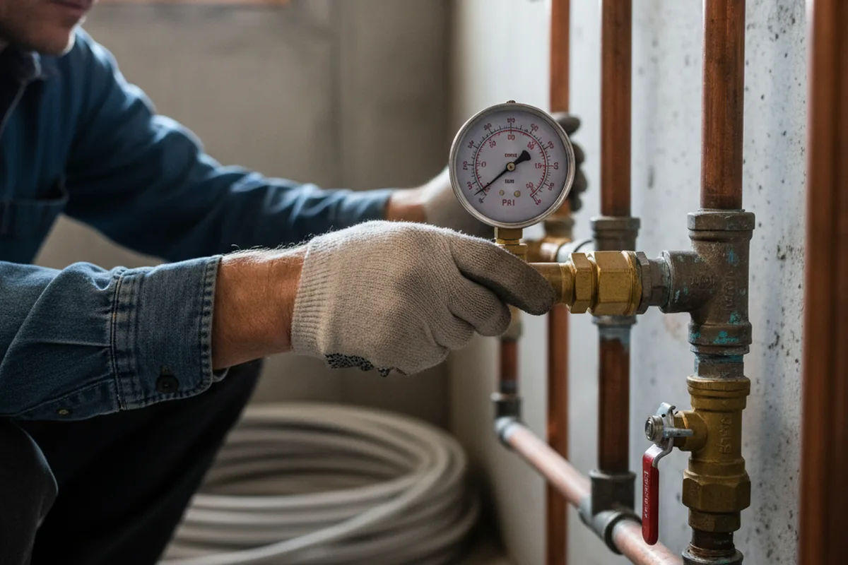 Pressure testing a repaired line during Water Line Repair in Orlando
